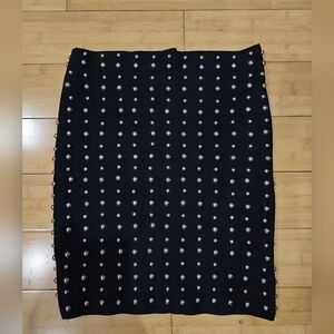 Punk Goth Sexy Forever 21 Silver Studded Black Stretchy Bodycon Pencil Skirt M